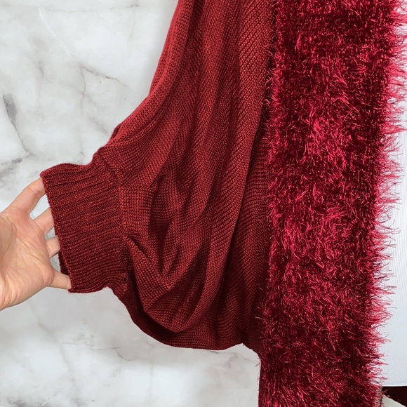 Vertigo Red Dolman Fuzzy Knit Cocoon Cardigan - Picture 10 of 12